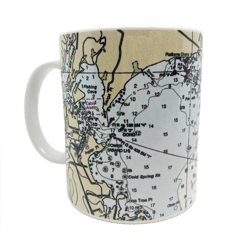 WYC Nautical Map Mug Set - Newport and Wickford Harbor